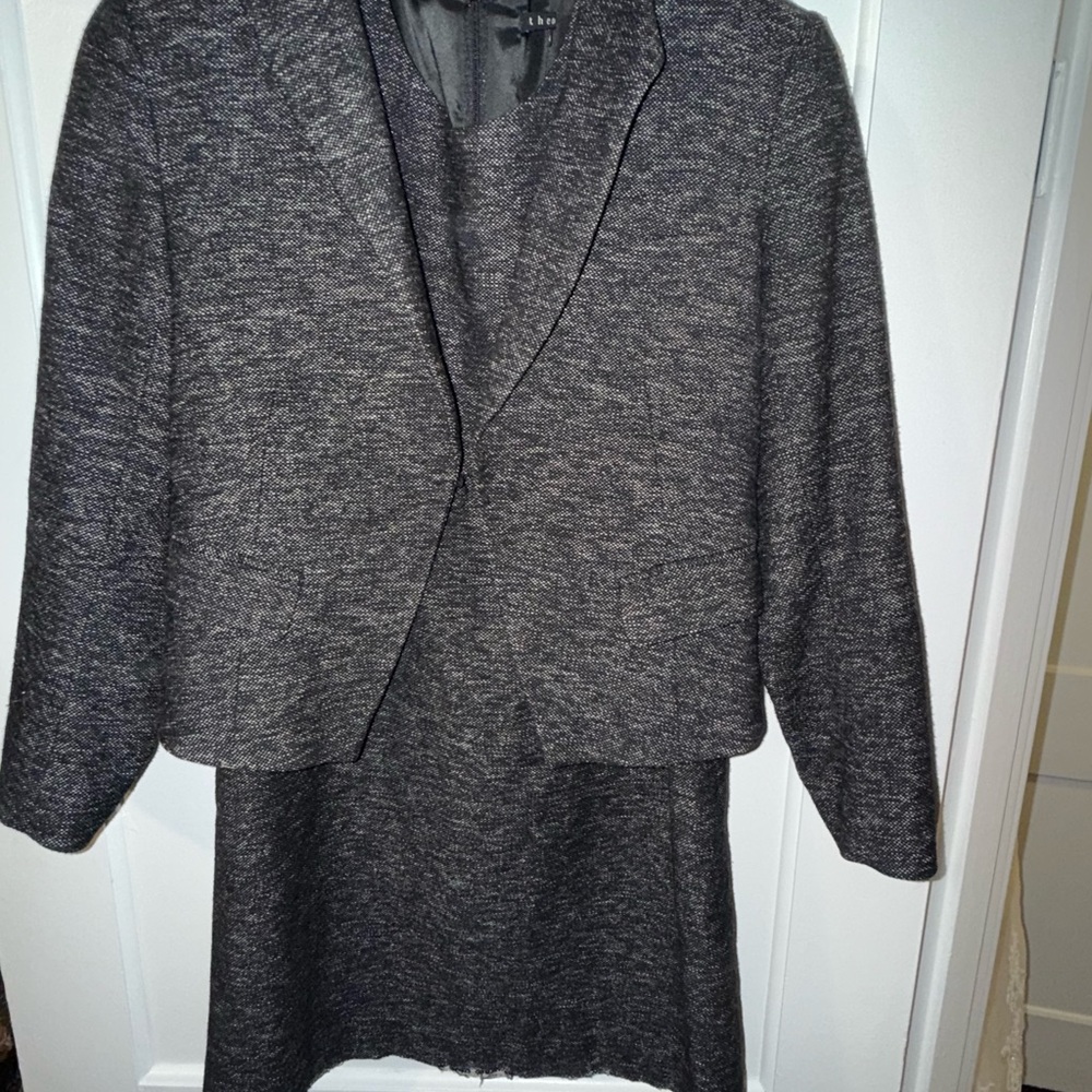 Theory Tweed Charcoal Blazer and Dress Set